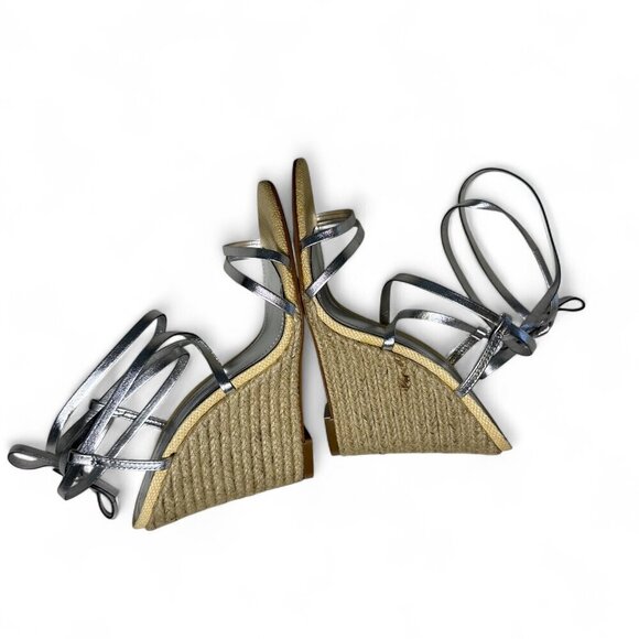 Schutz Women's Deonne Metallic Silver Leather Wedge Sandal Sz 7 NEW IN BOX - Picture 12 of 14